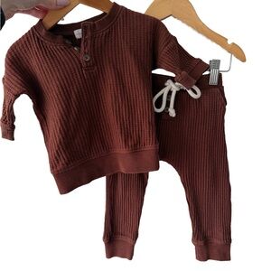 Jamie Kay Kids Waffle Matching Set in Brown
